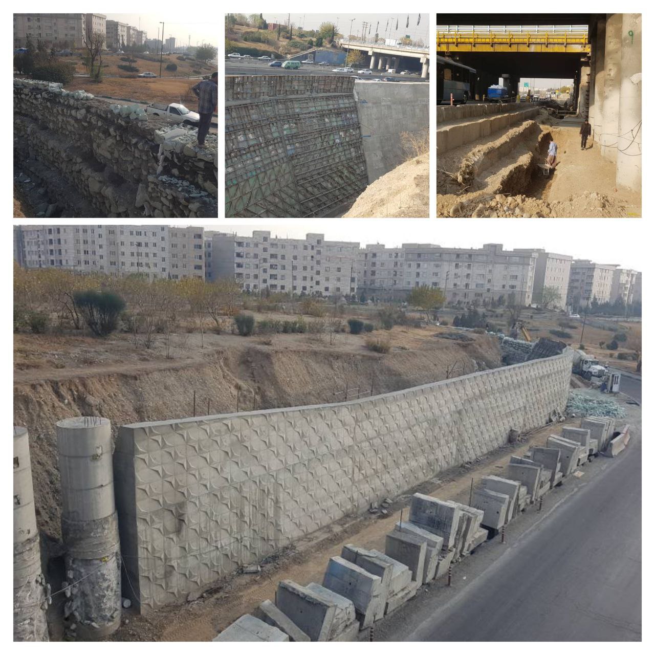 اجرای عملیات دیوار بتنی و تقویت کوله پل سواره رو شهید لشگری در منطقه ۲۱